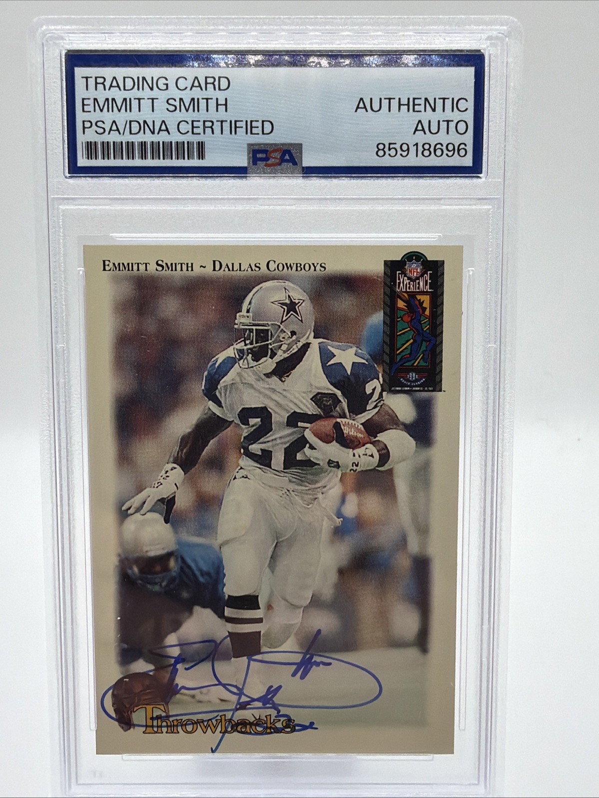 1994 Classic NFL Experience Throwbacks EMMITT SMITH PSA AUTHENTIC AUTO #608/1995 1994 Classic NFL Experience Throwbacks EMMITT SMITH PSA AUTHENTIC AUTO #608/1995