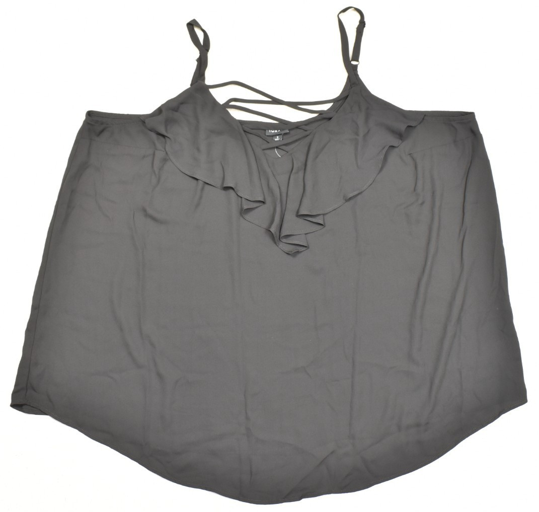 Torrid Women\'s Plus Size 3X 22-24 Black Georgette Ruffle Lace-Up Cami Tank Top Torrid Women\'s Plus Size 3X 22-24 Black Georgette Ruffle Lace-Up Cami Tank Top