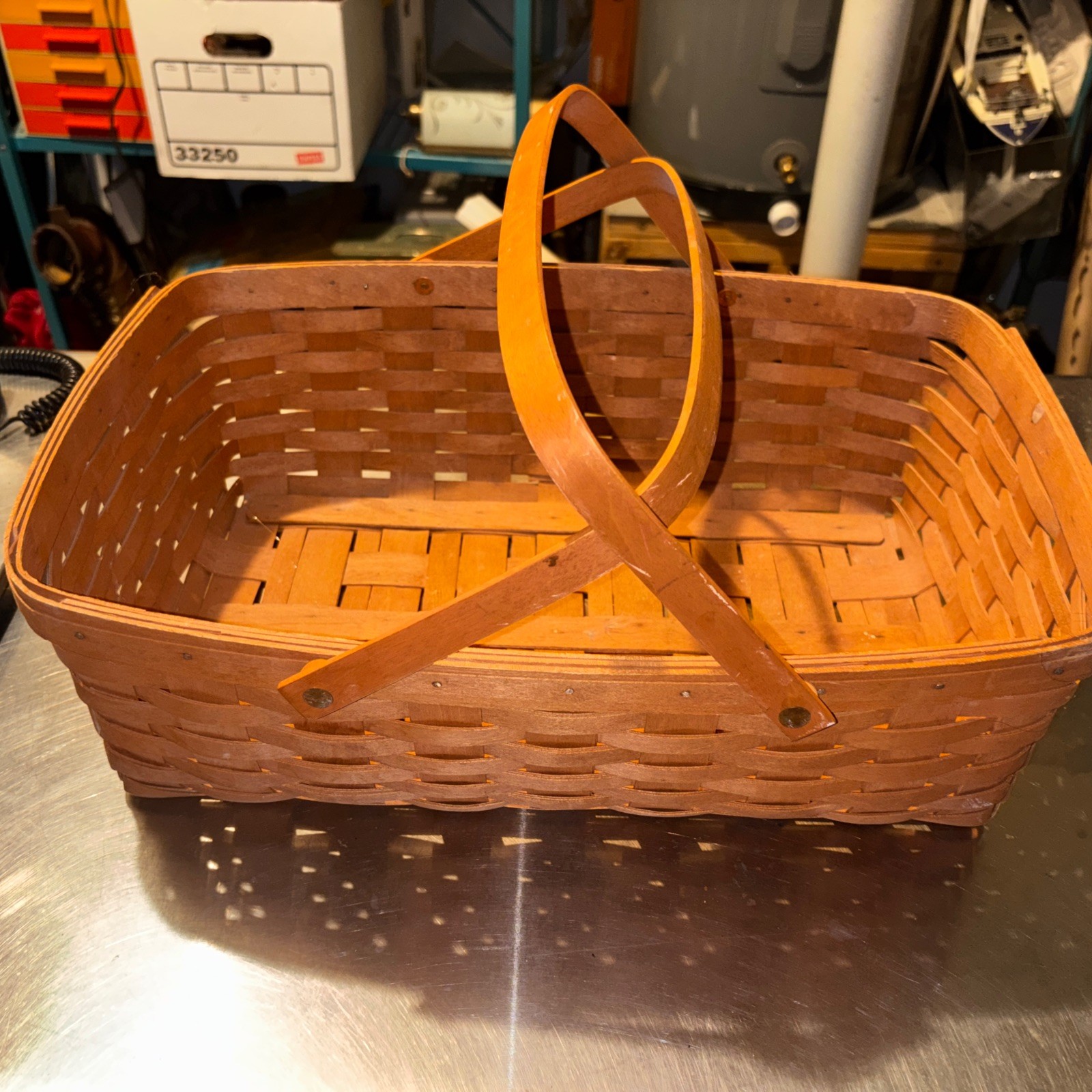 Longaberger 1989 Large Market Basket Double Swing Handles 19\ Longaberger 1989 Large Market Basket Double Swing Handles 19\