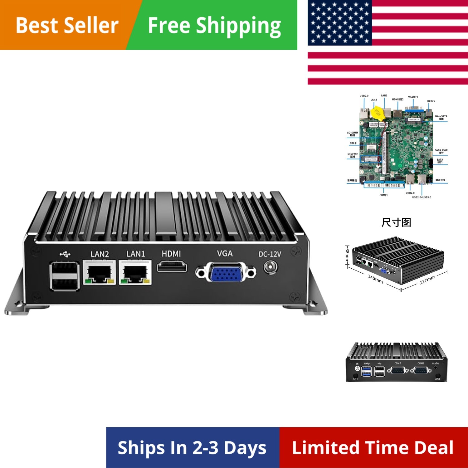 Fanless Mini PC, Industrial PC, Mini Computer Dual Core N2840, 4K HD+VGA, 2Gi... Fanless Mini PC, Industrial PC, Mini Computer Dual Core N2840, 4K HD+VGA, 2Gi...