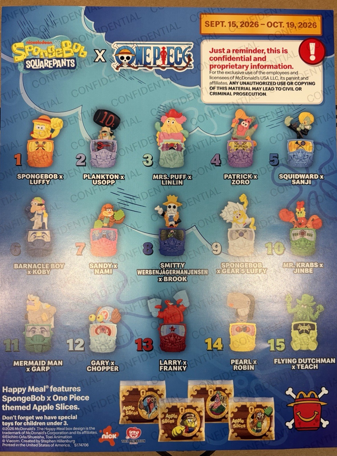 McDonald's Happy Meal SpongeBob x One Piece 15 Toy Full Set McDonald's Happy Meal SpongeBob x One Piece 15 Toy Full Set