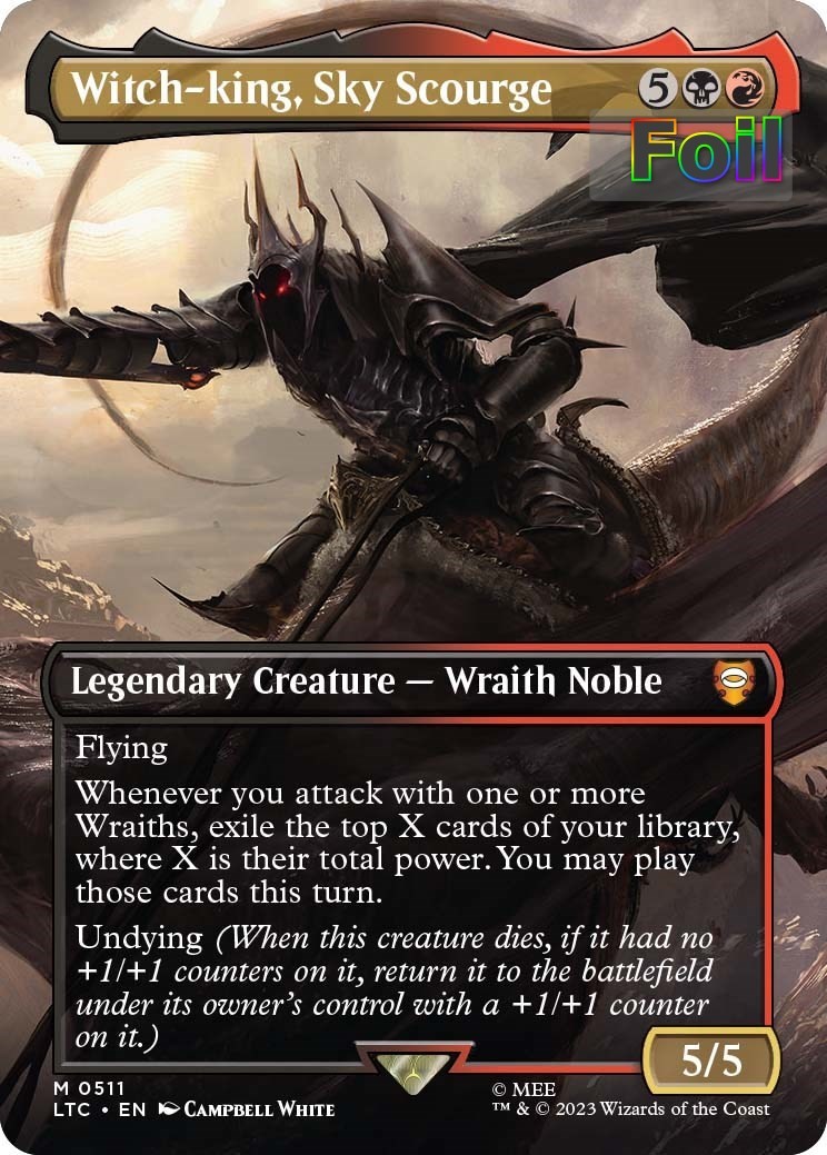 MTG LTC *FOIL* M Witch-king, Sky Scourge (Borderless) #511 NM MTG LTC *FOIL* M Witch-king, Sky Scourge (Borderless) #511 NM