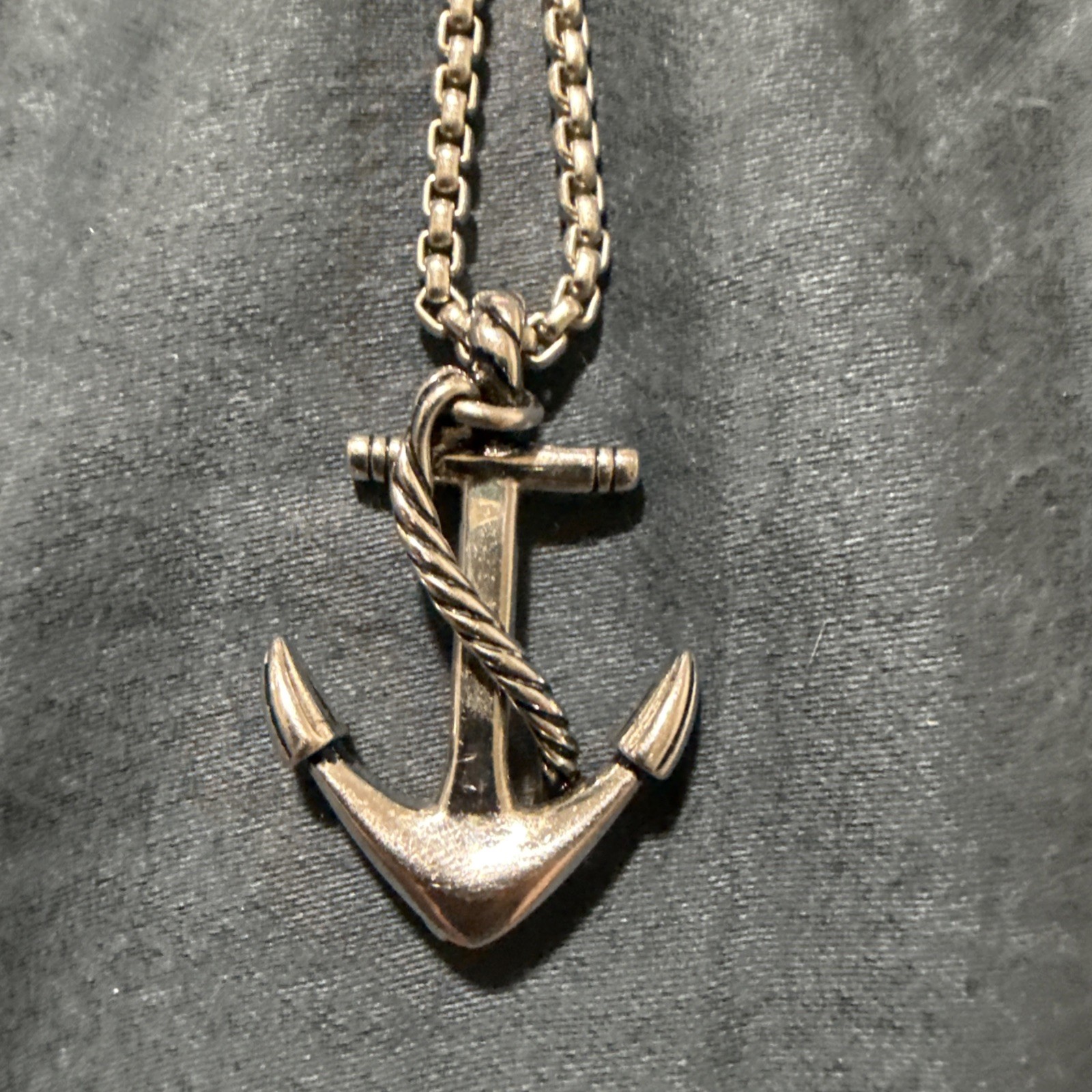 EFFY 925 Sterling Silver Anchor Sea Merchant Navy Pendant & Box Chain Effy EFFY 925 Sterling Silver Anchor Sea Merchant Navy Pendant & Box Chain Effy