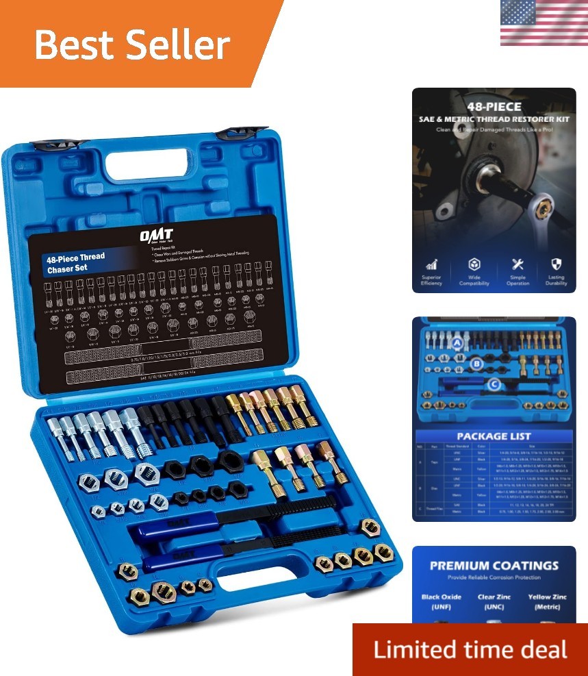 OMT 49 PCS Thread Chaser Set, UNC UNF and Metric Thread Repair Kit OMT 49 PCS Thread Chaser Set, UNC UNF and Metric Thread Repair Kit