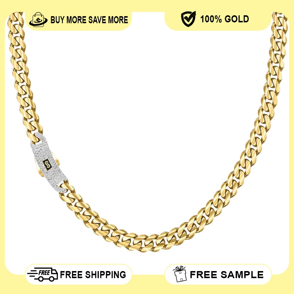 10K Gold Monaco Original Classic Link Stone Lock Chain 5mm 16\'\' 11.18g