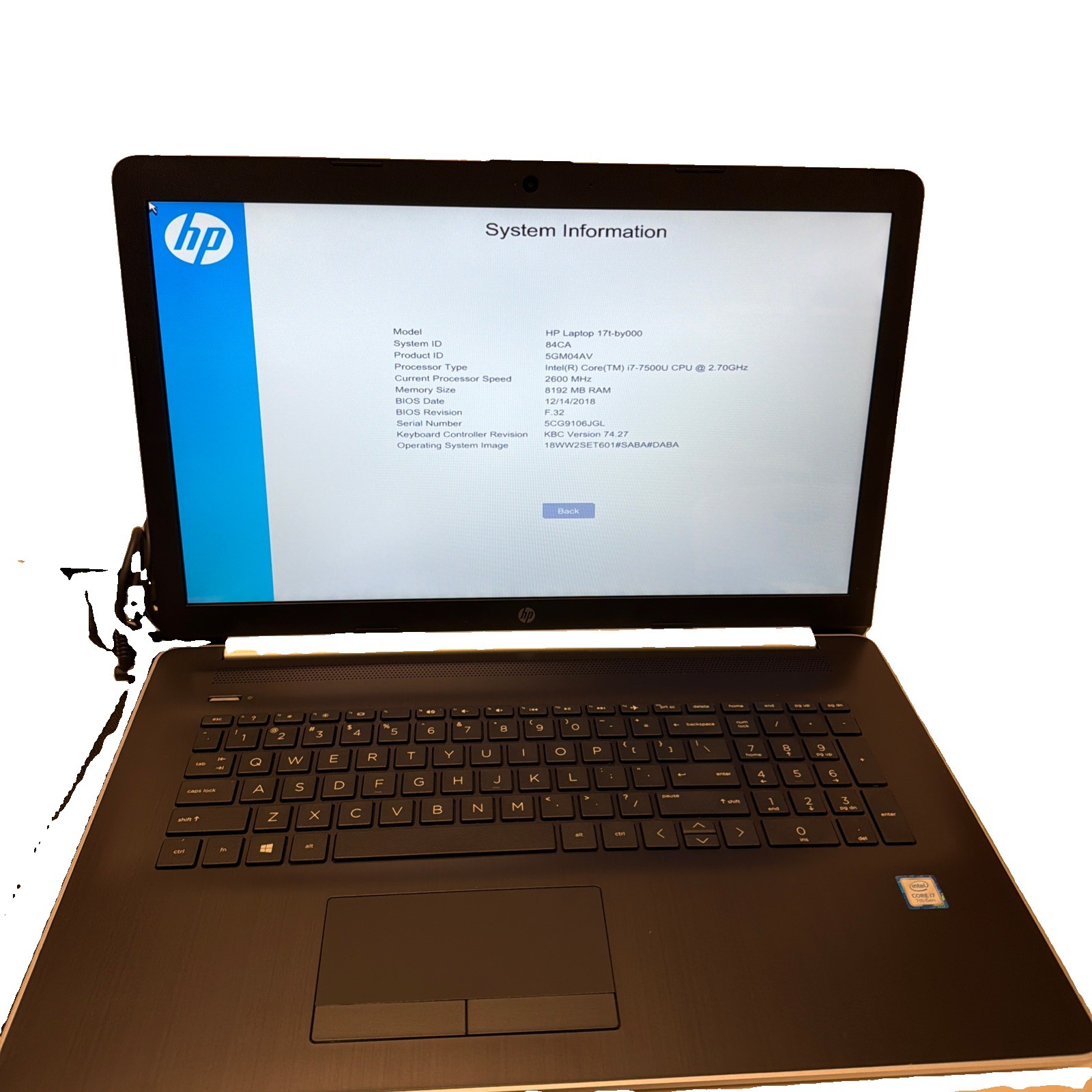 HP Laptop 17T-BY000 17 HP Laptop 17T-BY000 17