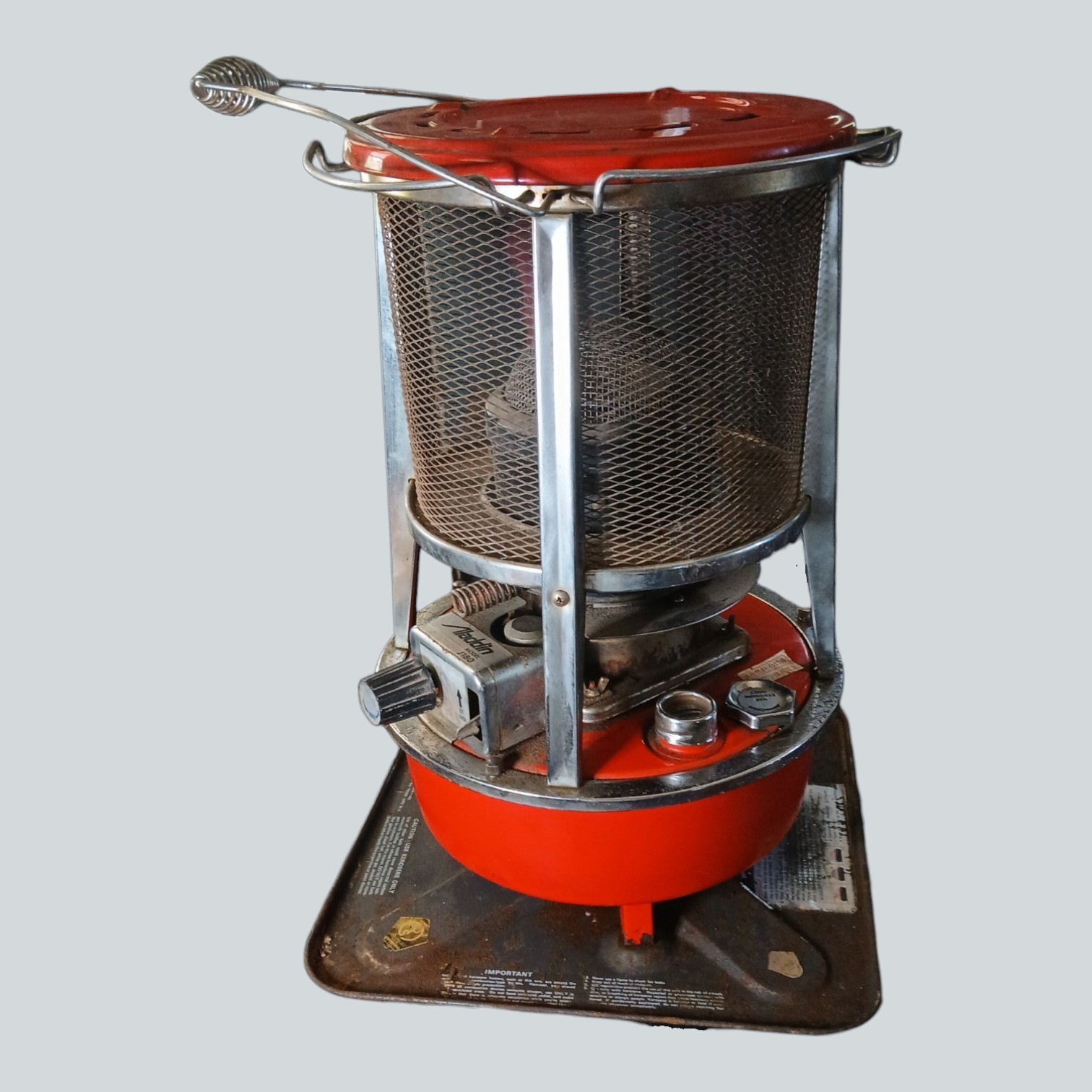 Vintage Aladdin J180 Pet Kerosene Heater Red Tested Working Used