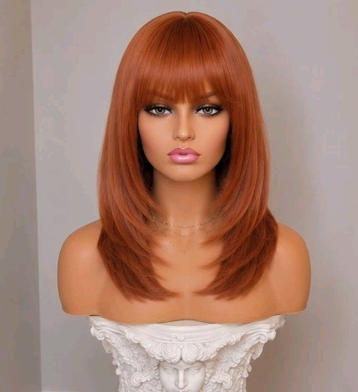 Long Wavy Curly Red Wine Dark Auburn Wig Heat Resistant Human Hair blend Long Wavy Curly Red Wine Dark Auburn Wig Heat Resistant Human Hair blend