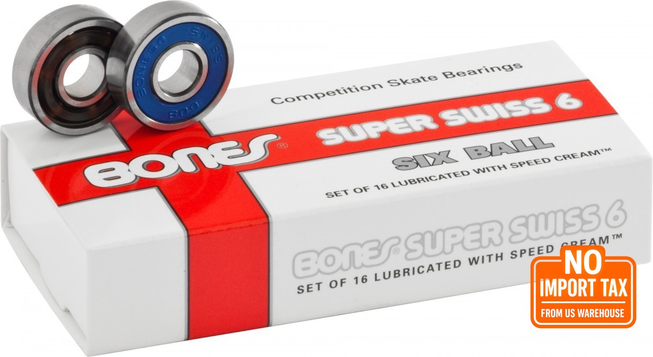 Bones Super Swiss 6 Roller Skate bearings 8mm (16 pack)