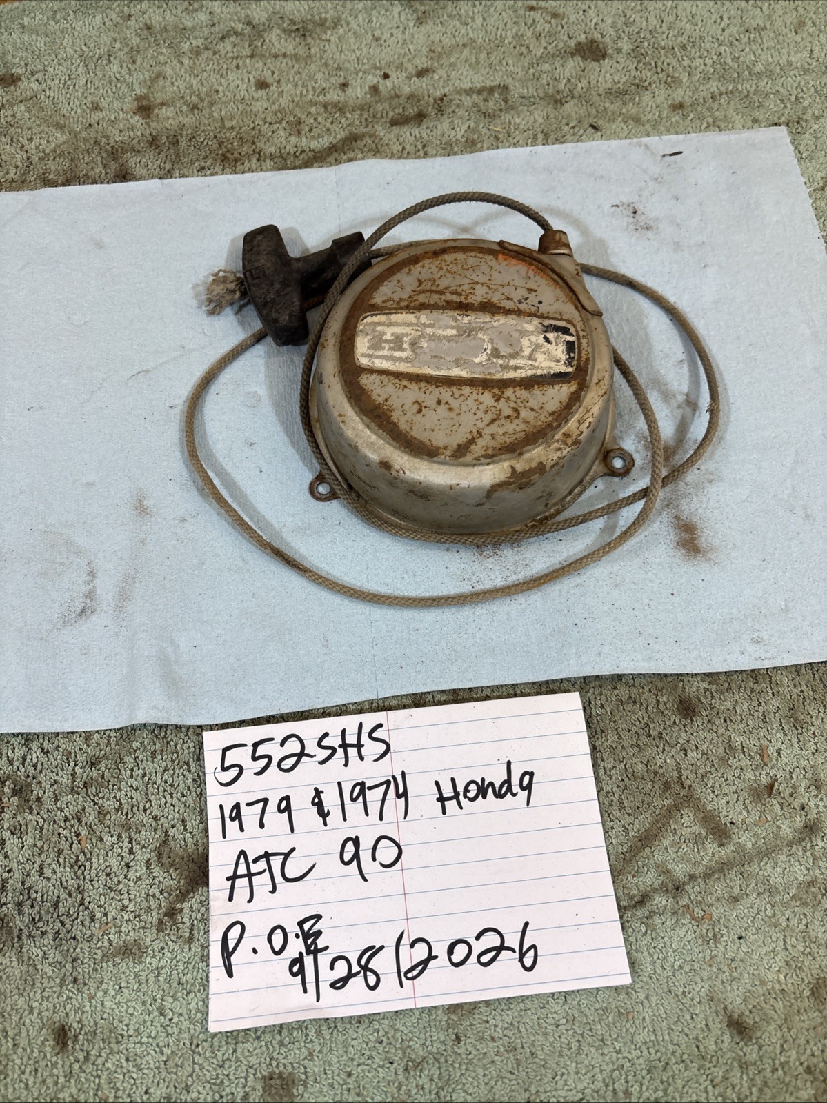 1979 Honda Atc 90 Recoil Rewind Pull Start Assembly 552