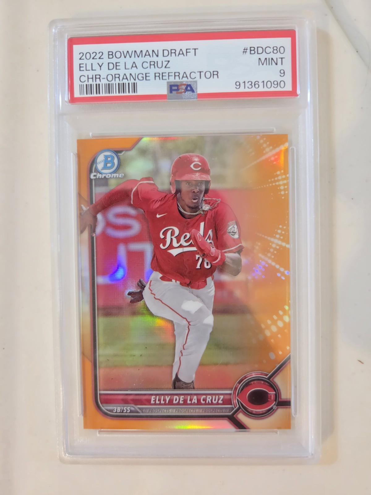 2022 Bowman Draft Elly De La Cruz /25 Chrome Orange Refractor PSA 9 2022 Bowman Draft Elly De La Cruz /25 Chrome Orange Refractor PSA 9
