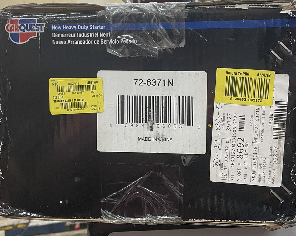 New Carquest 72-6371 Starter 42MT New Carquest 72-6371 Starter 42MT