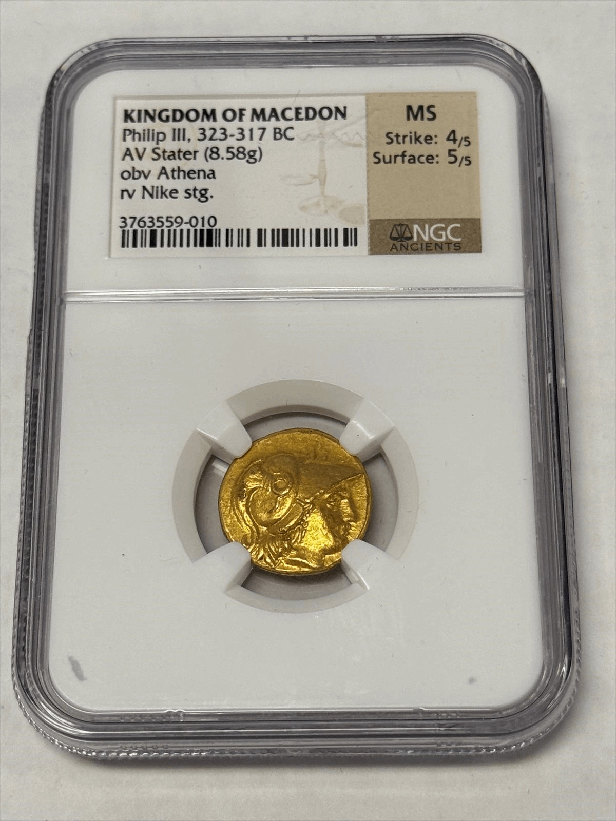 Kingdom of Macedon Philip III 323-317 BC AV Gold Stater NGC MS 5/5 Kingdom of Macedon Philip III 323-317 BC AV Gold Stater NGC MS 5/5