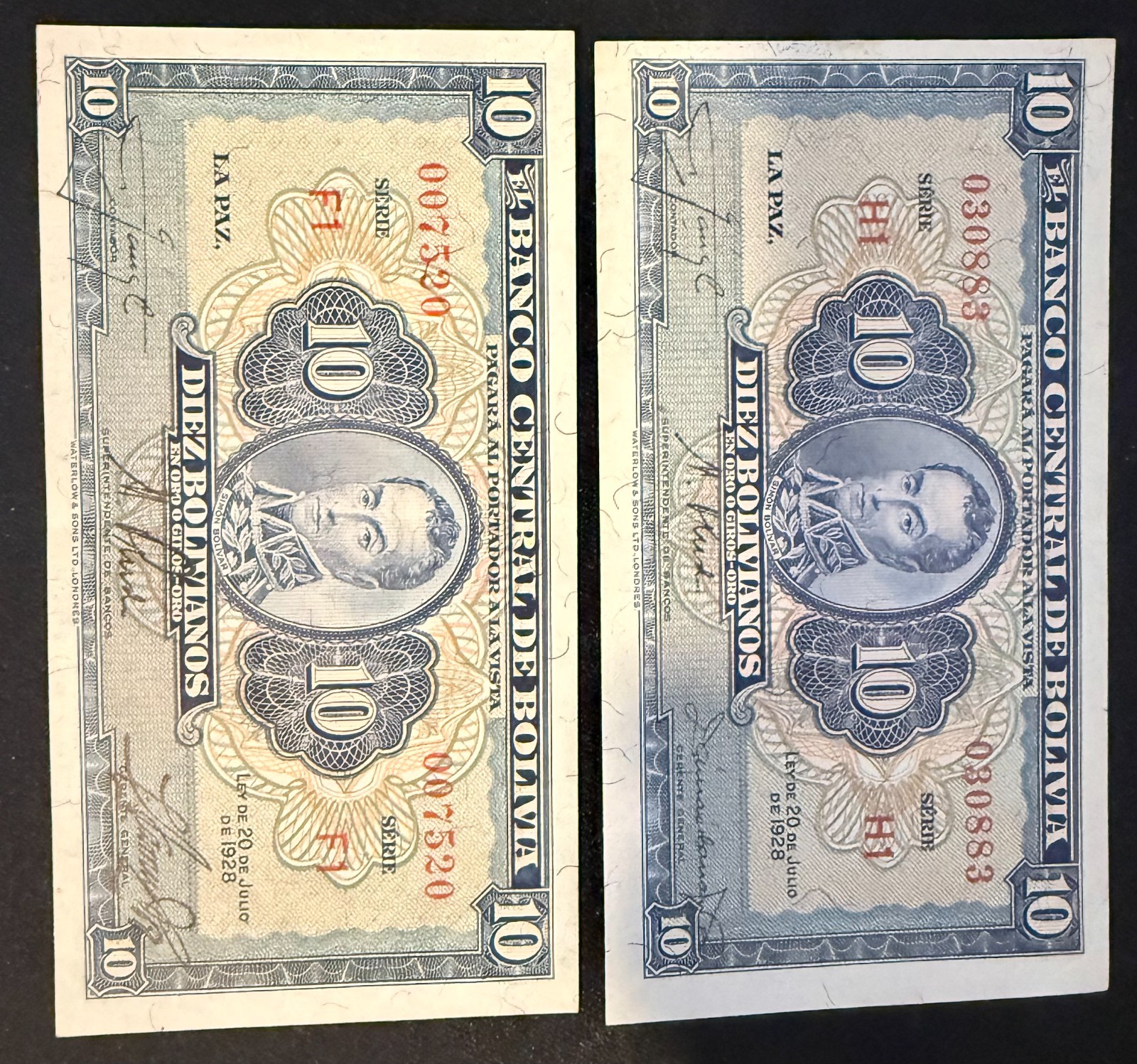 RARE BOLIVIA P-130a 10 Bolivianos 1928 UNC 1PC RARE BOLIVIA P-130a 10 Bolivianos 1928 UNC 1PC