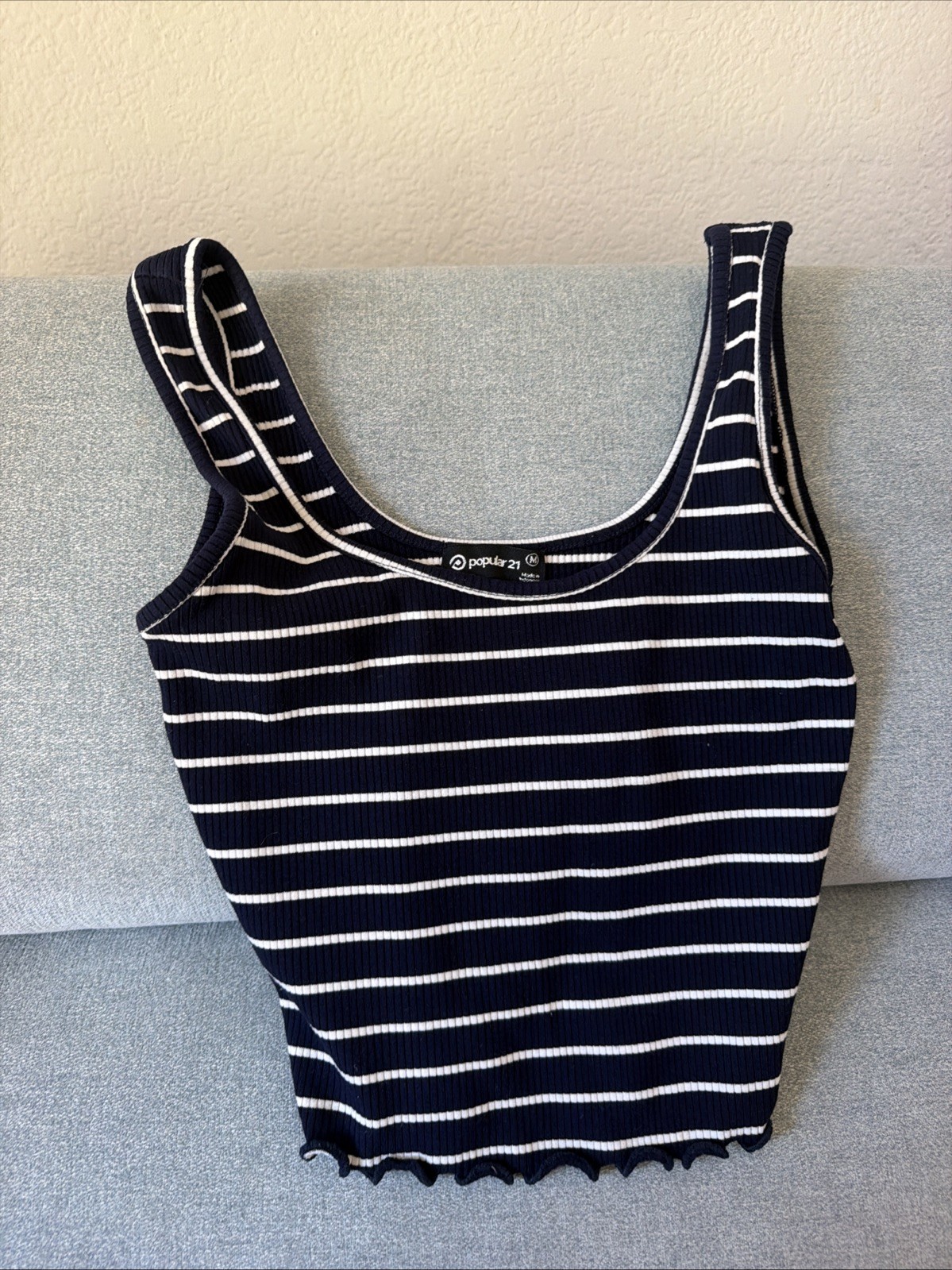 Popular 21 Women\'s Ribbed Striped Tank Top Basic Tank Medium Popular 21 Women\'s Ribbed Striped Tank Top Basic Tank Medium