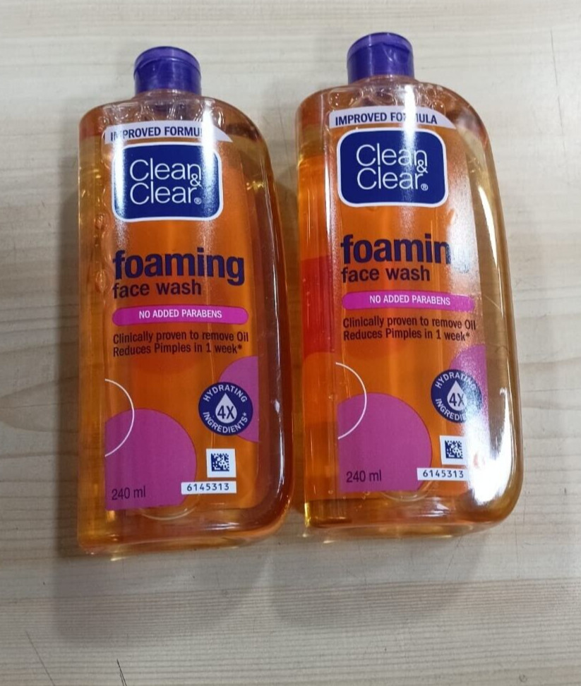 2X Clean and Clear Foaming Face Wash remove dirt and pimple causing germ 240 ml
