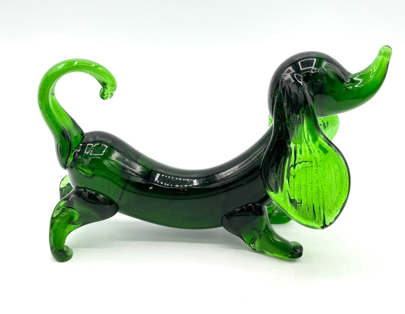 Vintage Green Viking? Art Glass Dachshund Dog Figurine 8\ Vintage Green Viking? Art Glass Dachshund Dog Figurine 8\