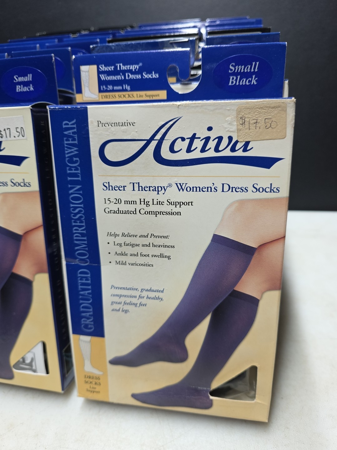 Activa Womens Dress Stockings Small Black 15-20 mmHg Sheer Lot of 14 Activa Womens Dress Stockings Small Black 15-20 mmHg Sheer Lot of 14