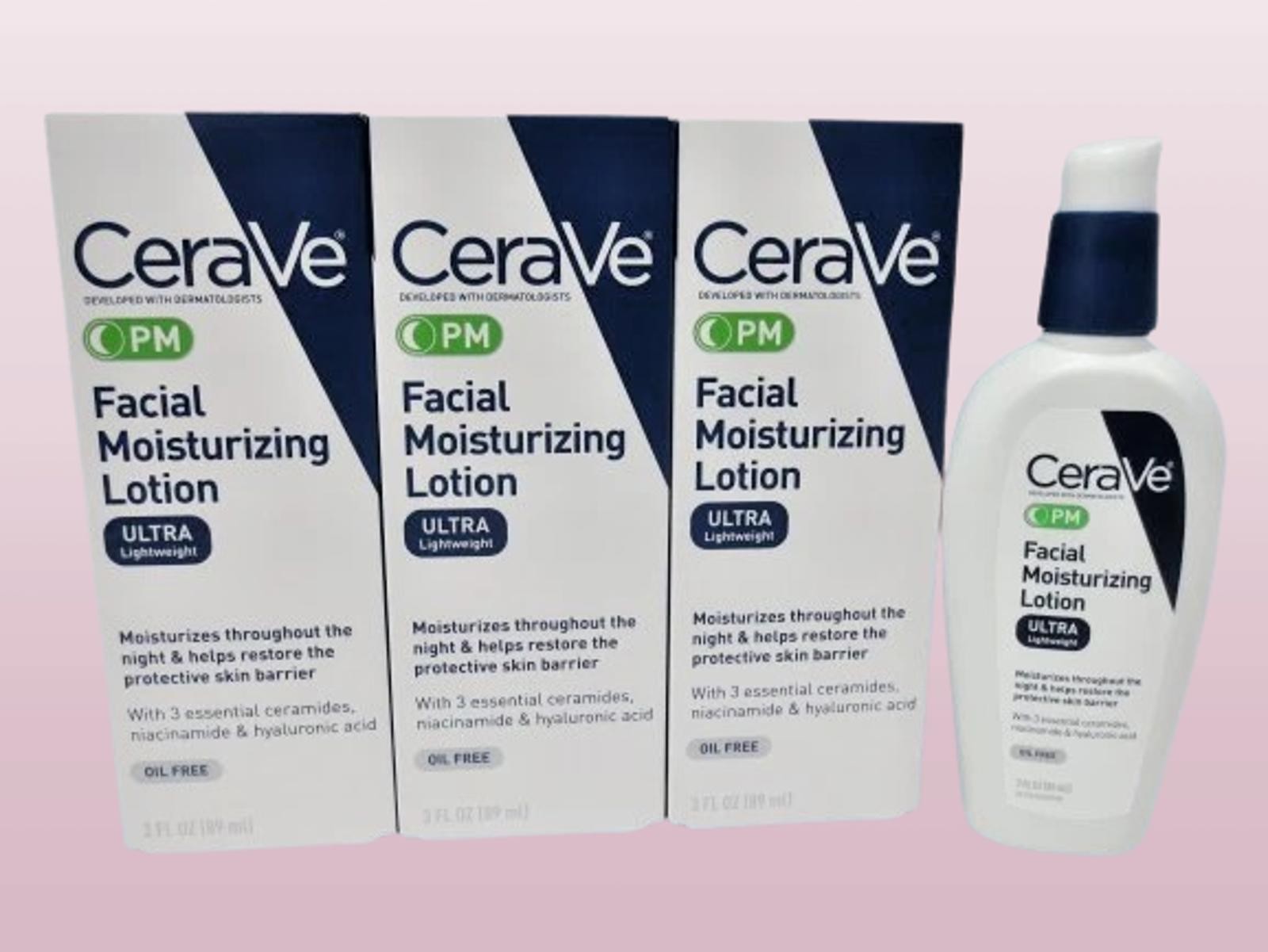 CERAVE PM FACIAL MOISTURIZING LOTION ULTRA LIGHWEIGHT 3 OZ BOXED LOT OF 3 CERAVE PM FACIAL MOISTURIZING LOTION ULTRA LIGHWEIGHT 3 OZ BOXED LOT OF 3