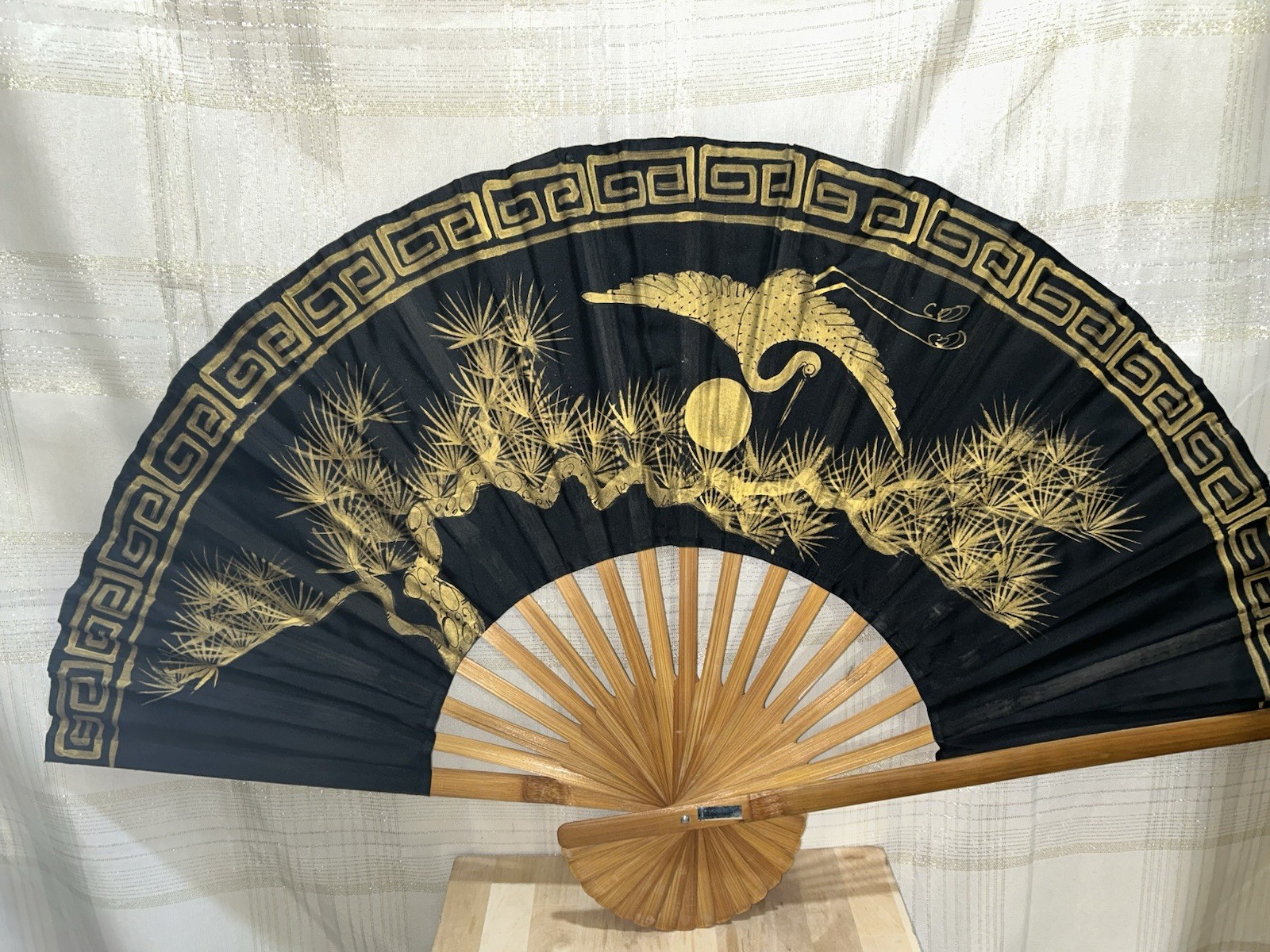 Lrg. Bamboo Vtg. Oriental Handmad 40” X 24” Wall Fan. Made In Thailand Lrg. Bamboo Vtg. Oriental Handmad 40” X 24” Wall Fan. Made In Thailand