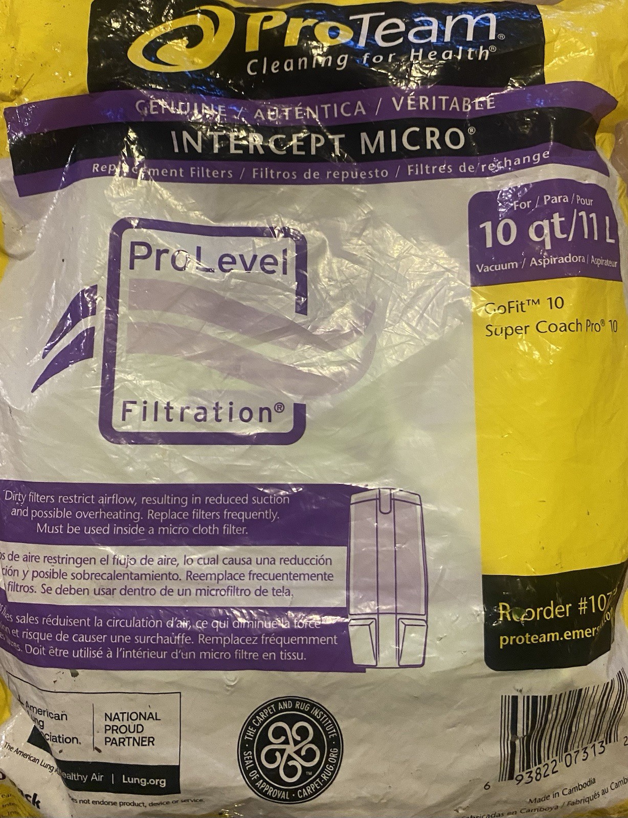 ProTeam Intercept Micro Filter Bags 107313, 10 Quart Bags, Super Coach Pro 10