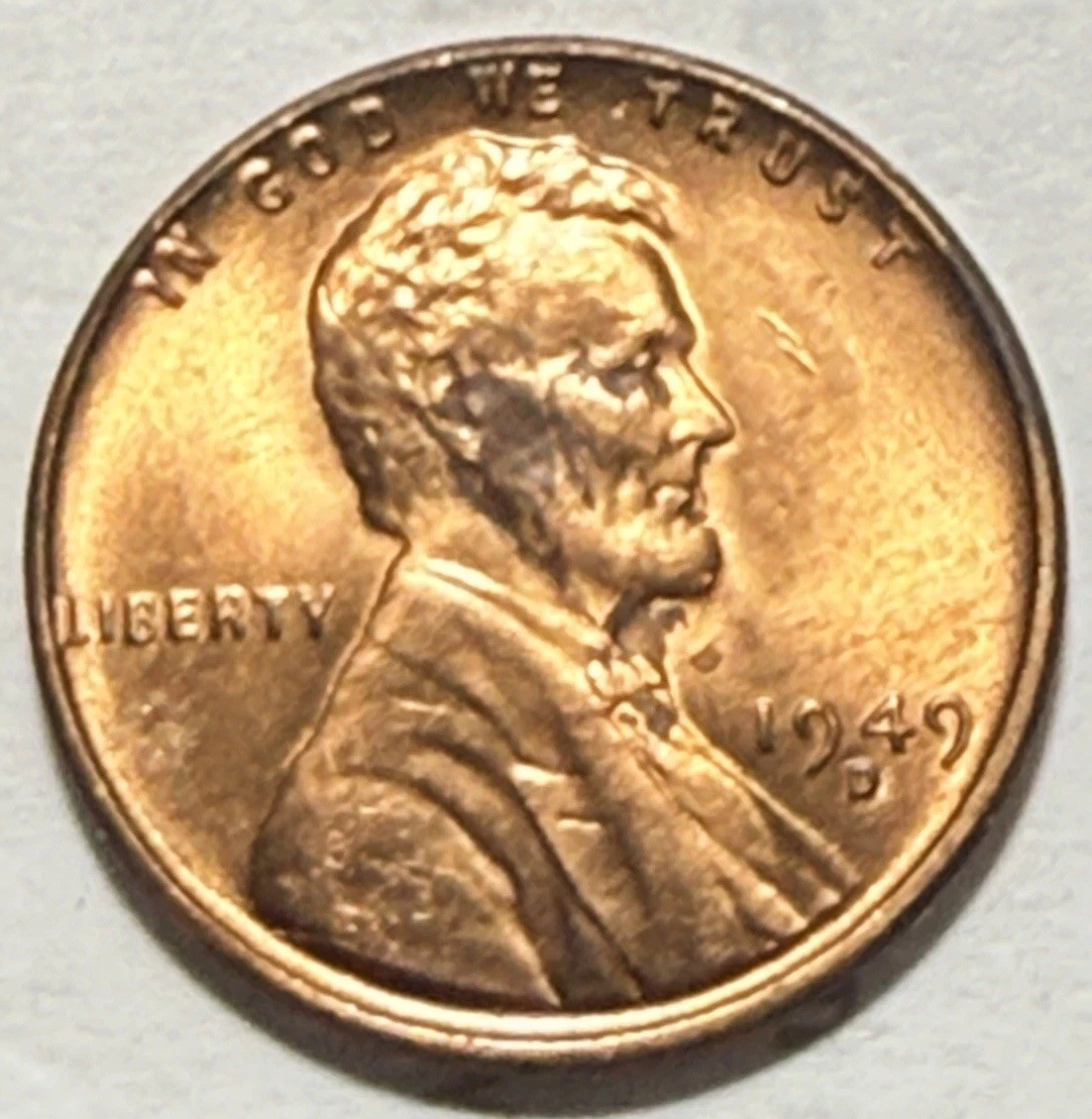 1949-D/D Lincoln Wheat Cent Repunched Mint Mark Gem Unc+++ Red Uncirculated WOW