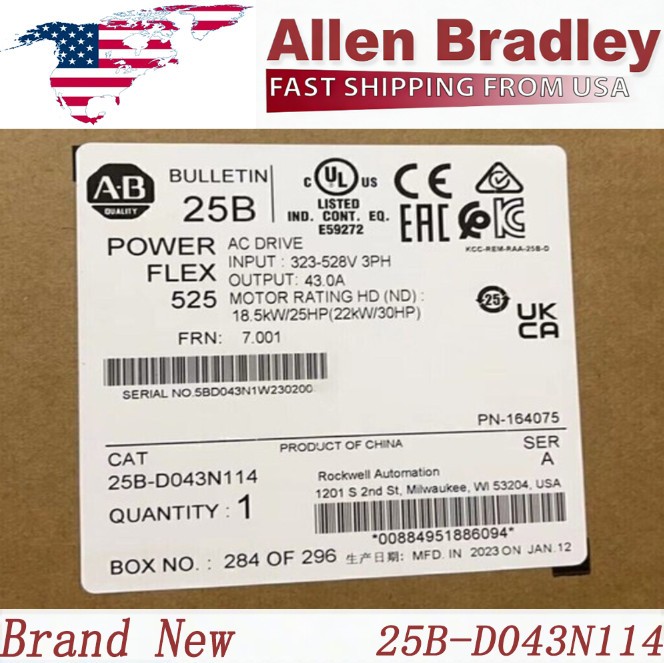 New Arrival AB 25B-D043N114 AB 25BD043N114 PowerFlex 525 AC Drive PLC 1PC US New Arrival AB 25B-D043N114 AB 25BD043N114 PowerFlex 525 AC Drive PLC 1PC US