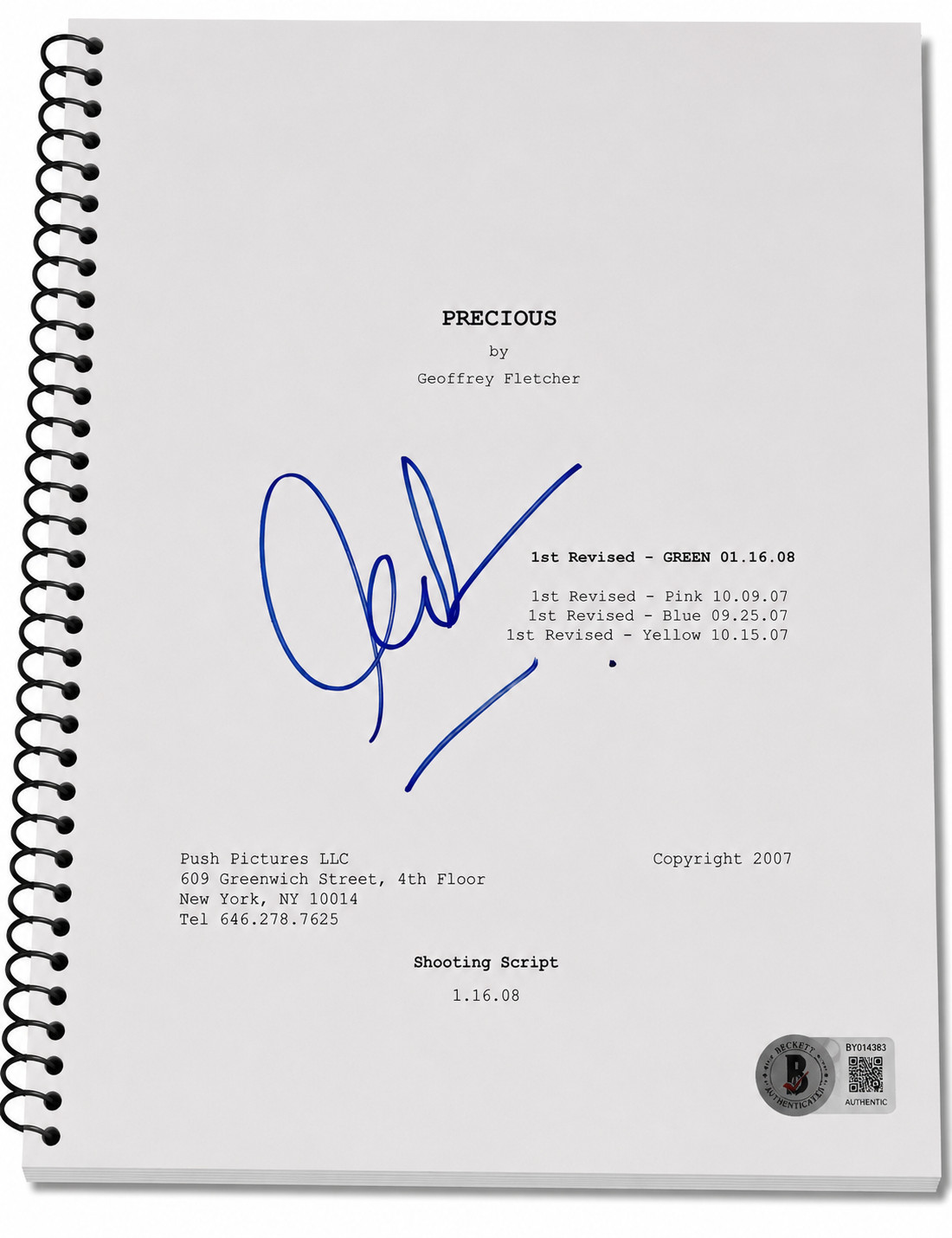 Lee Daniels Signed Autograph Precious Full Movie Script Screenplay Beckett BAS
