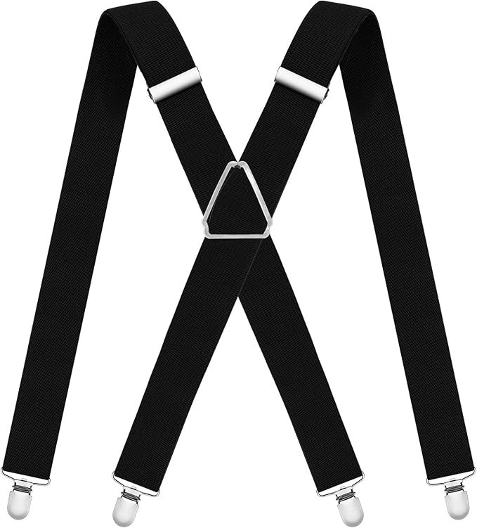 2Inch Men\'S Heavy Duty Suspenders with Strong Clips Adjustable X-Back for Work J