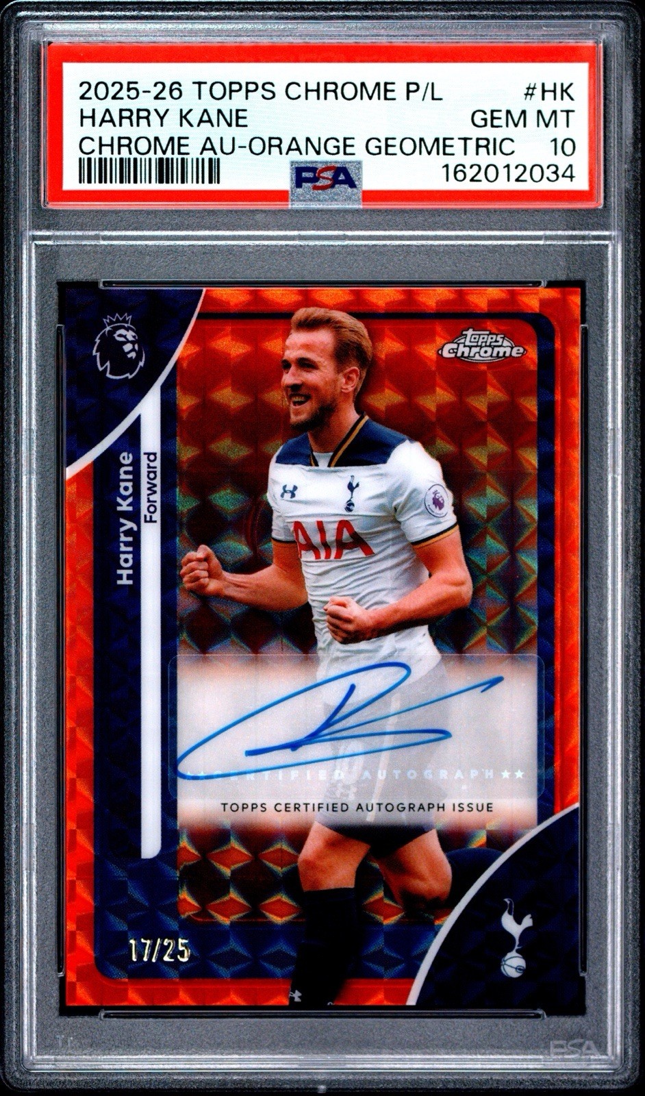 Topps 2025-26 Chrome Harry Kane CA-HK Orange Geometric /25 PSA 10 Auto Topps 2025-26 Chrome Harry Kane CA-HK Orange Geometric /25 PSA 10 Auto