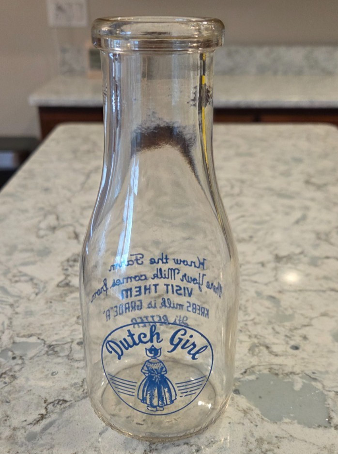 Antique Vintage Krebs Milk Bottle Dutch Girl 1 Pint 1914 ? VERY RARE Antique Vintage Krebs Milk Bottle Dutch Girl 1 Pint 1914 ? VERY RARE