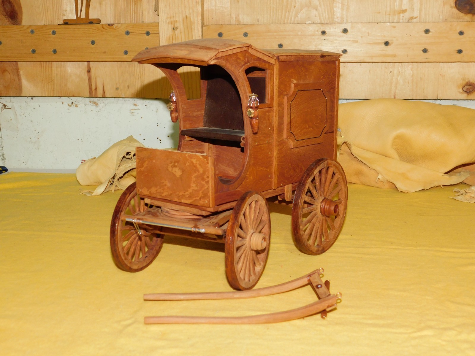 Handcrafted Country Western Horse Drawn Delivery Wagon Carved Cottonwood Bark