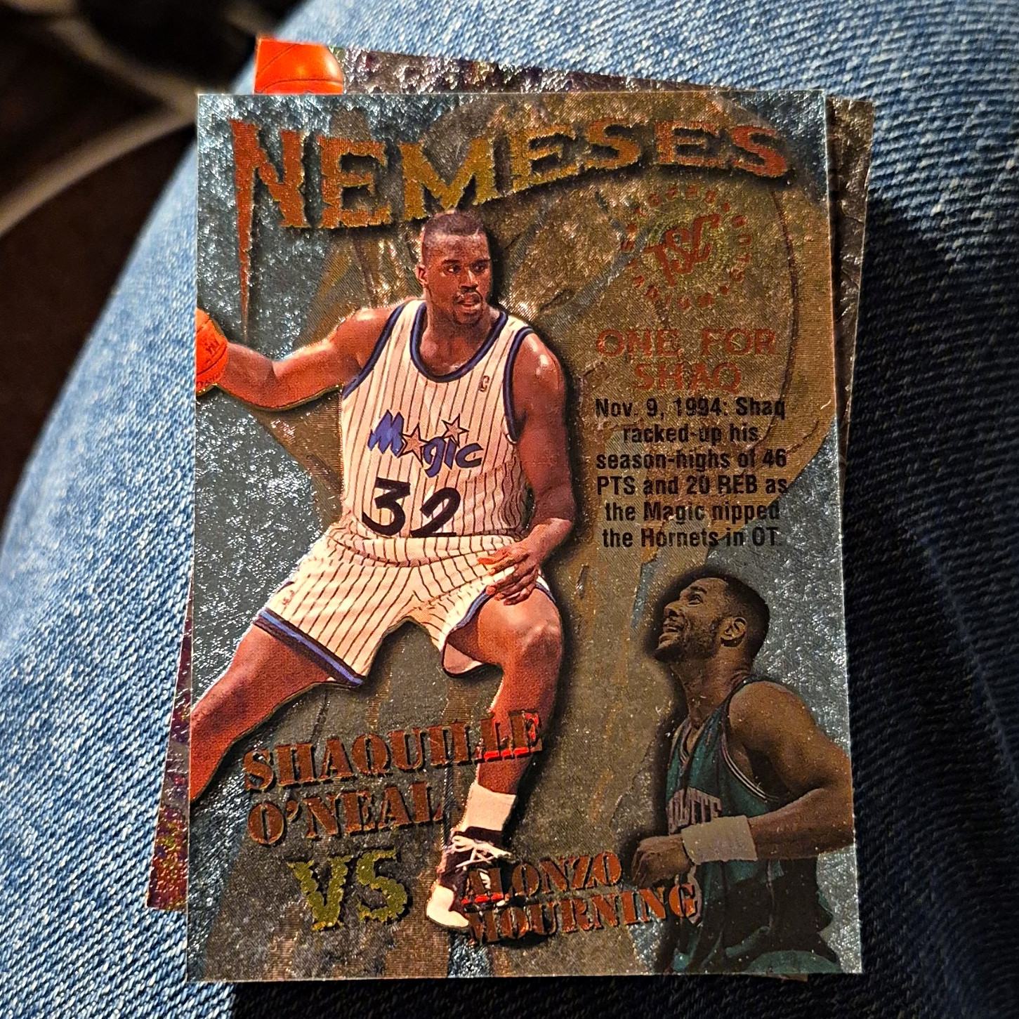 Fleer 1996-97 Fleer Metal Nemeses Insert #183 Shaquille O'Neal/Mourning Fleer 1996-97 Fleer Metal Nemeses Insert #183 Shaquille O'Neal/Mourning