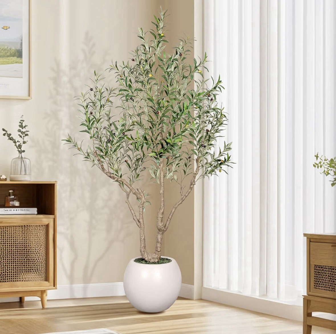 Olive Tree Artificial Indoor, 7FT Tall Faux Olive Tree with 16in Round-LAST ONE