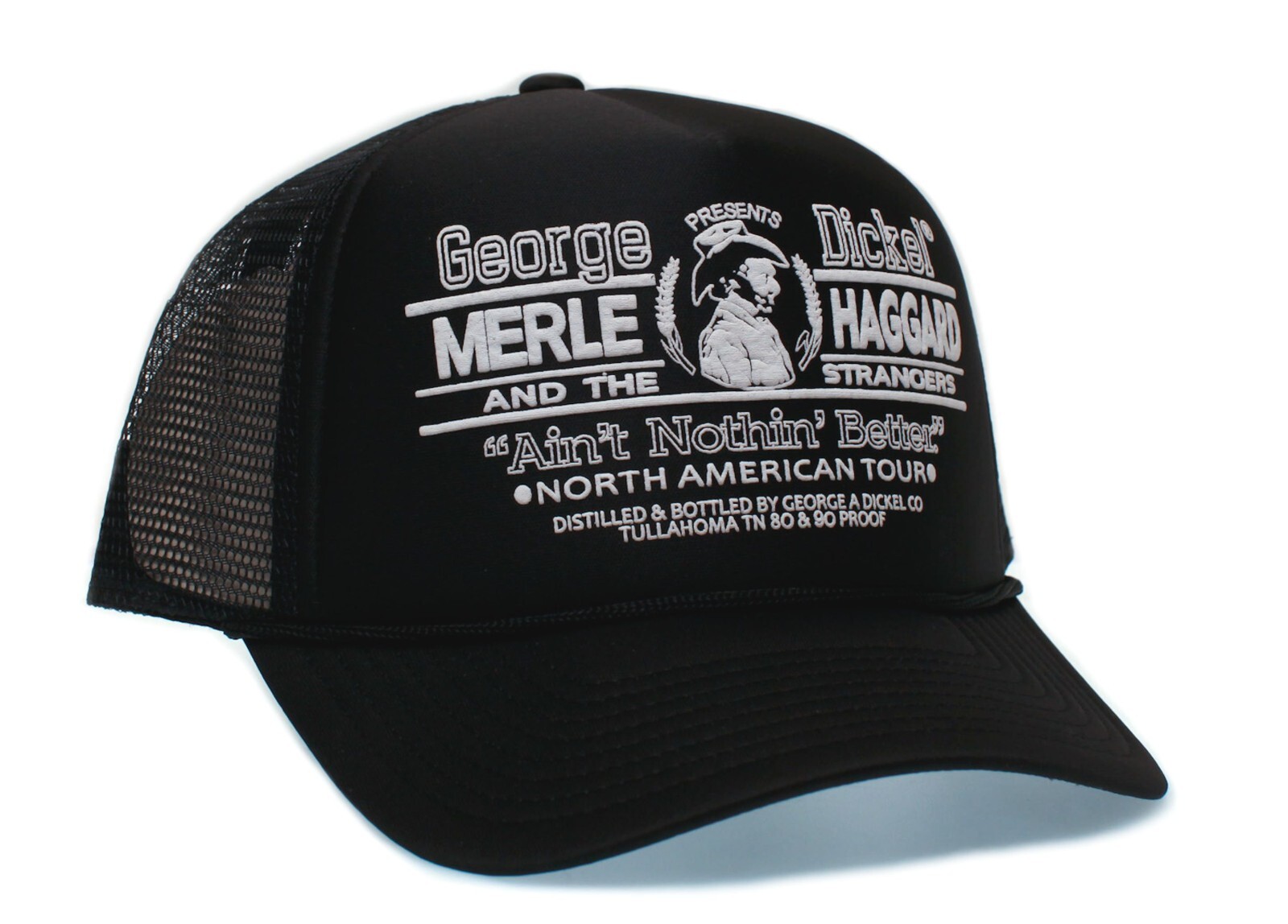 Merle Haggard Solid Black Vintage Truckers Style Hat One-Size Unisex Adult Count Merle Haggard Solid Black Vintage Truckers Style Hat One-Size Unisex Adult Count