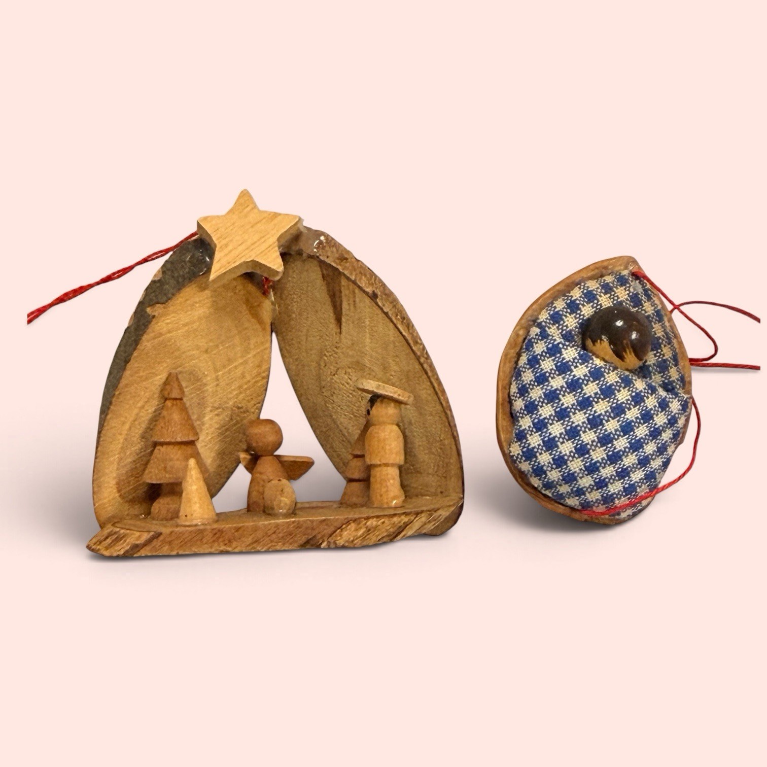 Vtg Rustic Christmas Wooden Nativity Manger Ornament Baby Jesus Nutshell Vtg Rustic Christmas Wooden Nativity Manger Ornament Baby Jesus Nutshell