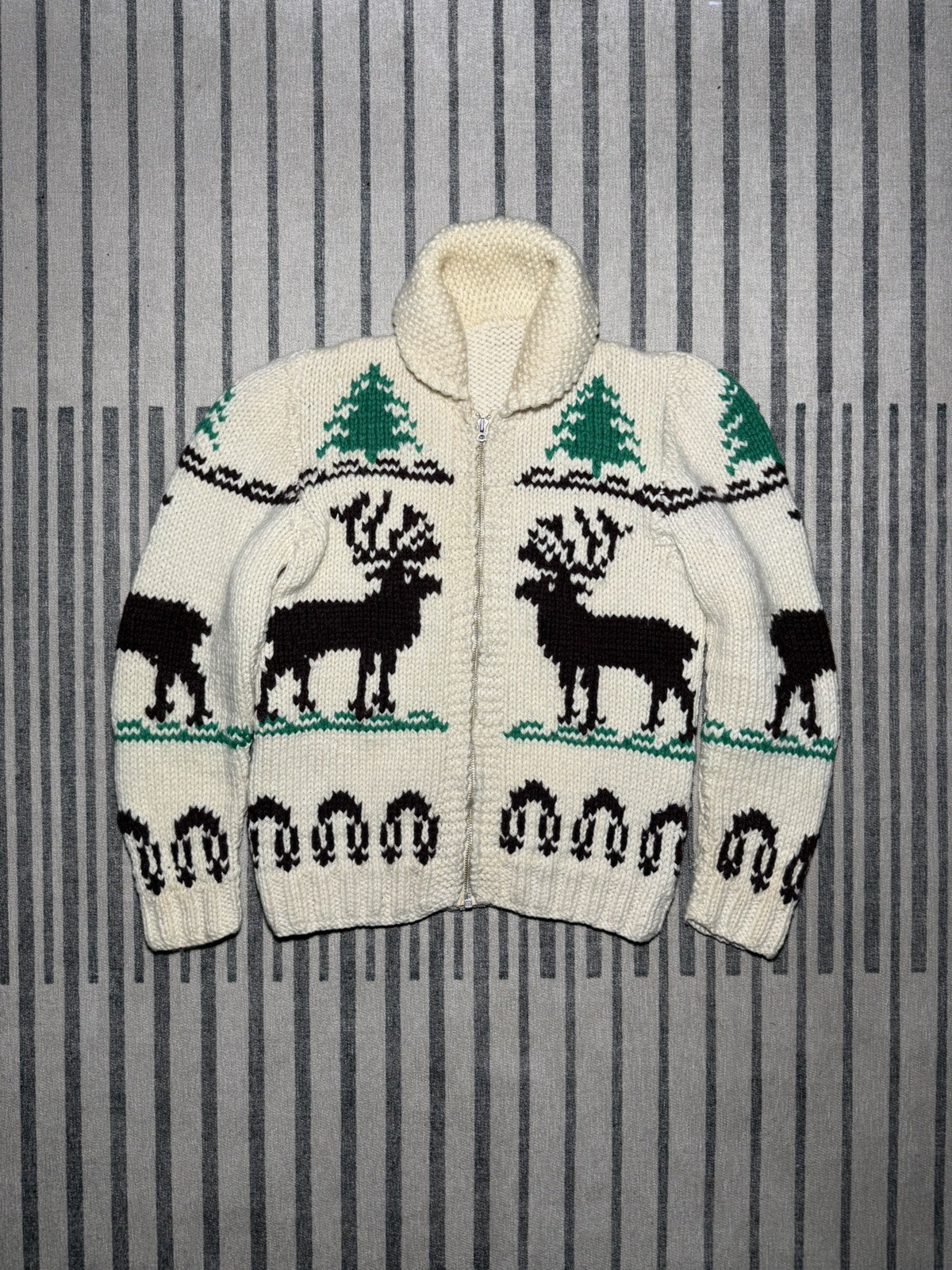 Vintage 1950s/60s Cowichan Hand Knit Deer Wool Sweater Cardigan Vintage 1950s/60s Cowichan Hand Knit Deer Wool Sweater Cardigan