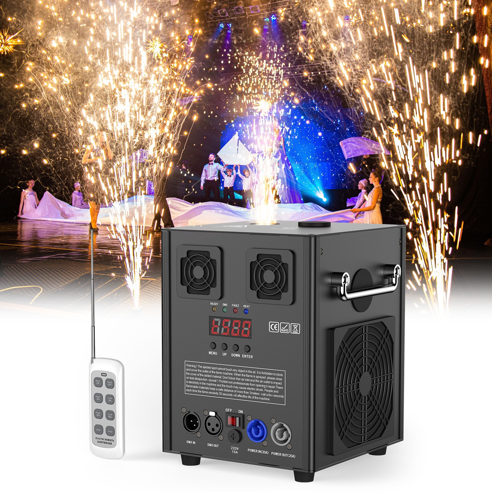 4PCS Large Cold Spark Machine 700W DMX Stage Firework Machine 6.6-9.8ft Wedding