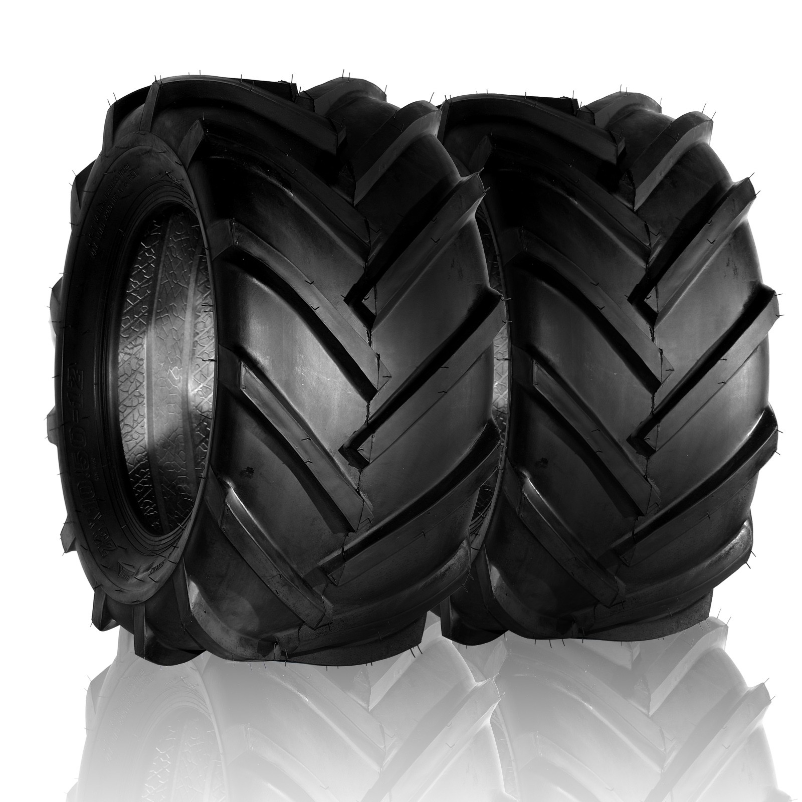 Two 23x10.50-12 23x10.5-12 23x10.5x12 Lawn Mower Super Lug Tires 6 Ply Rated