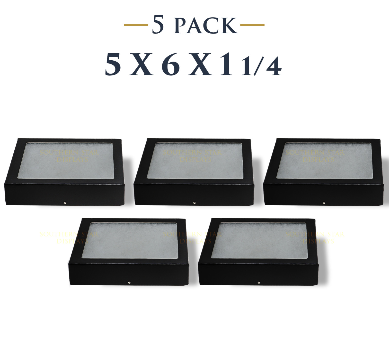 5 Pack of 5 x 6 x 1 1/4 Riker Display Cases Boxes for Arrowheads, Collectibles 