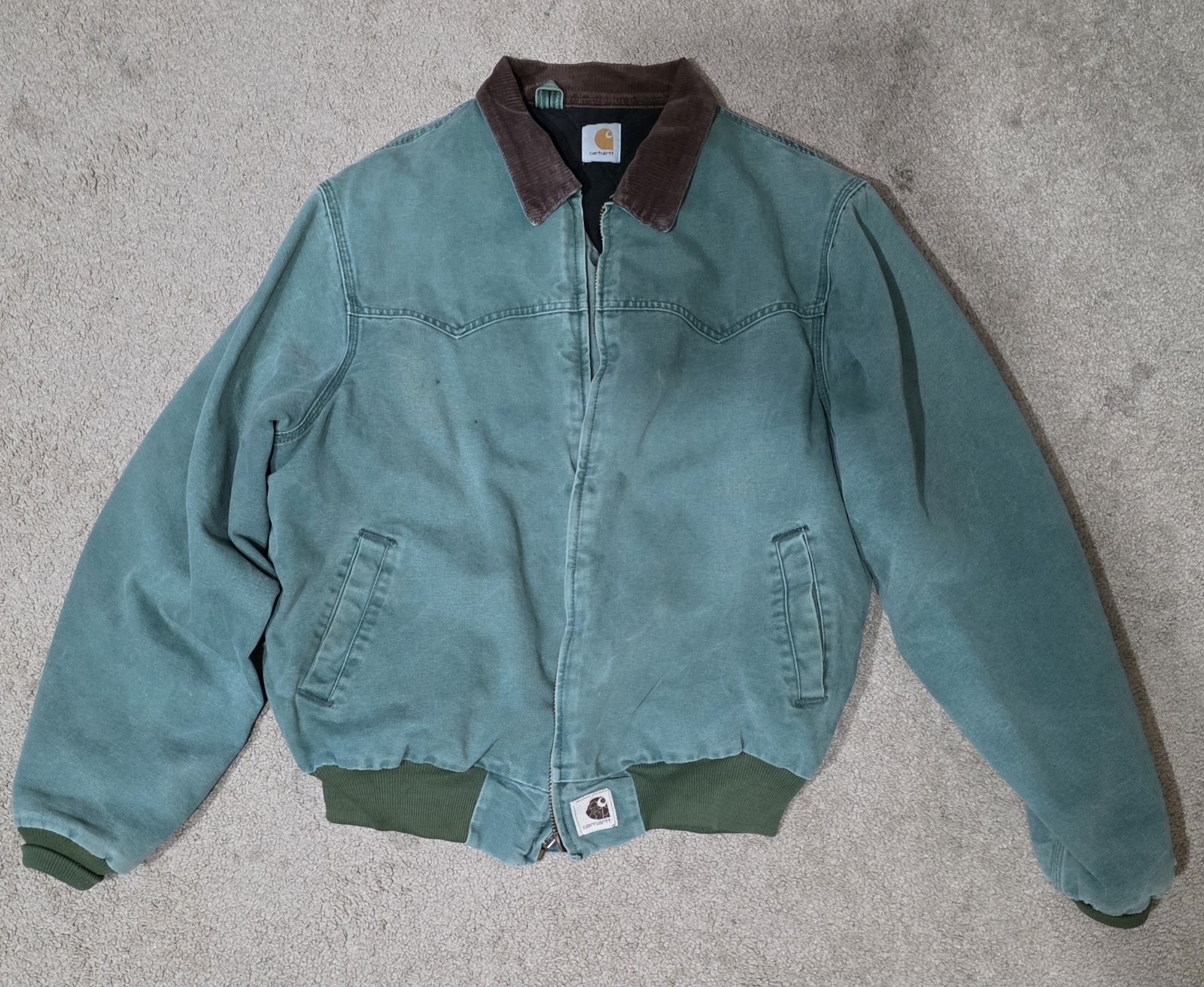 Vintage Carhartt JQ2394 Santa Fe Bomber Work Canvas Jacket Aspen Green XL Vintage Carhartt JQ2394 Santa Fe Bomber Work Canvas Jacket Aspen Green XL
