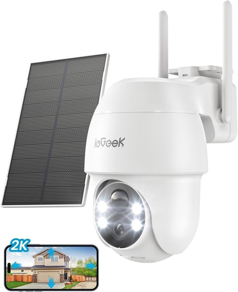 ieGeek 2K Solar Security Camera Wireless Outdoor 360° PTZ, Color Night Vision ieGeek 2K Solar Security Camera Wireless Outdoor 360° PTZ, Color Night Vision