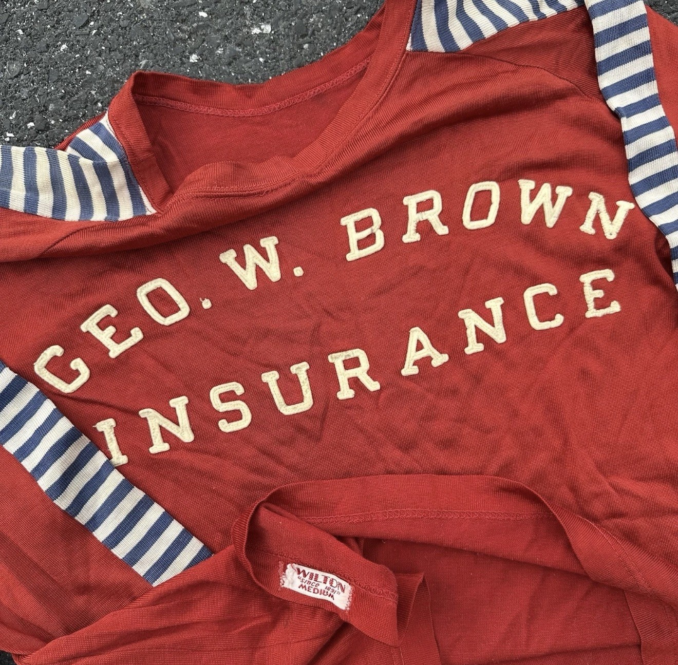 Vintage 40s Wilton Geo W Brown Insurance Durene Panel Jersey Shirt Medium/Large