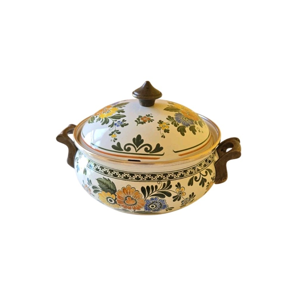 Villeroy & Boch Alt Amsterdam Florals: Metal Casserole & Lid 3Qt Enamel Dish Pan