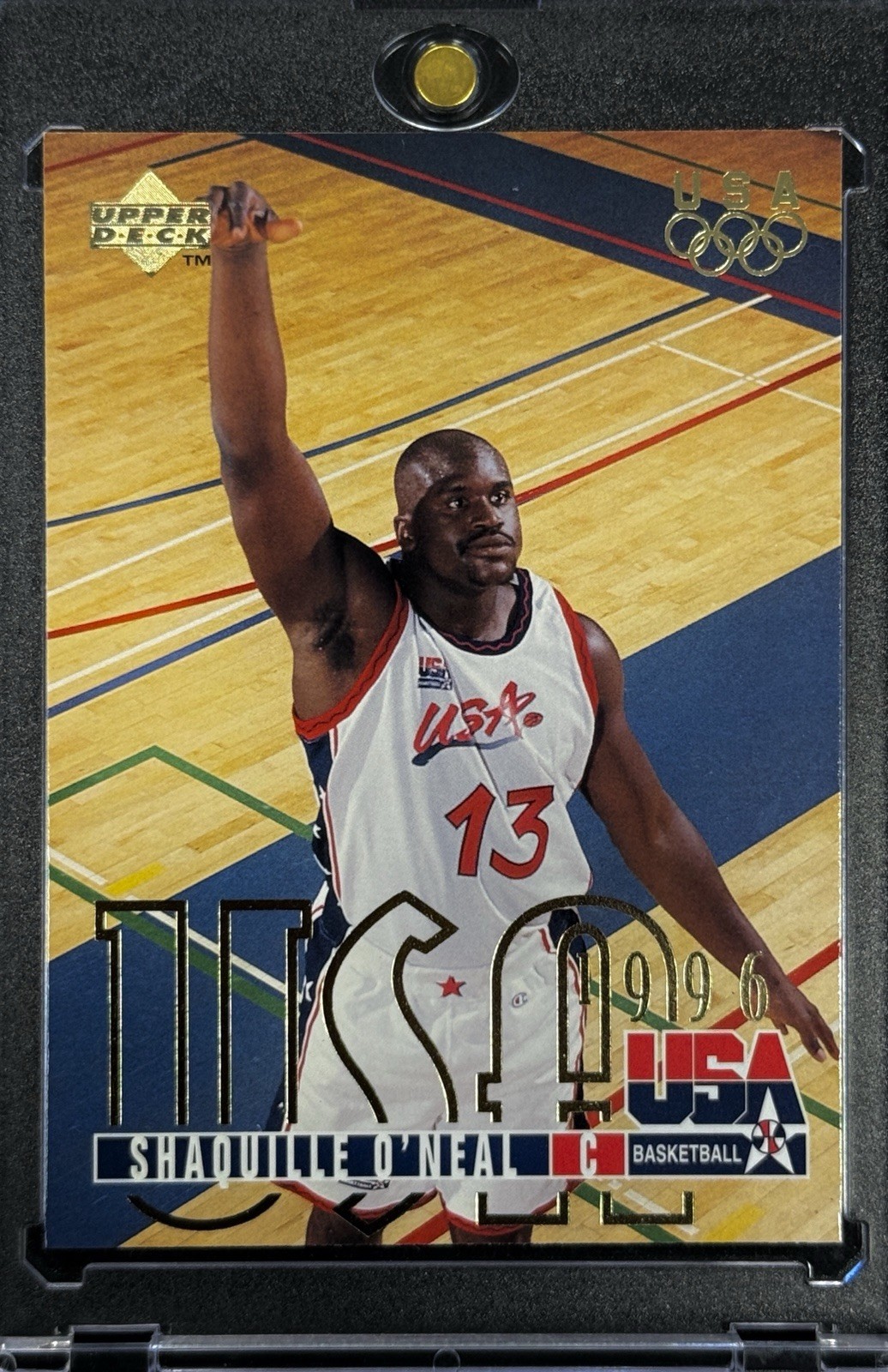 SHAQUILLE O’NEAL RARE 1996 GOLD OLYMPICS USA BASKETBALL UD INVESTMENT CARD MINT SHAQUILLE O’NEAL RARE 1996 GOLD OLYMPICS USA BASKETBALL UD INVESTMENT CARD MINT