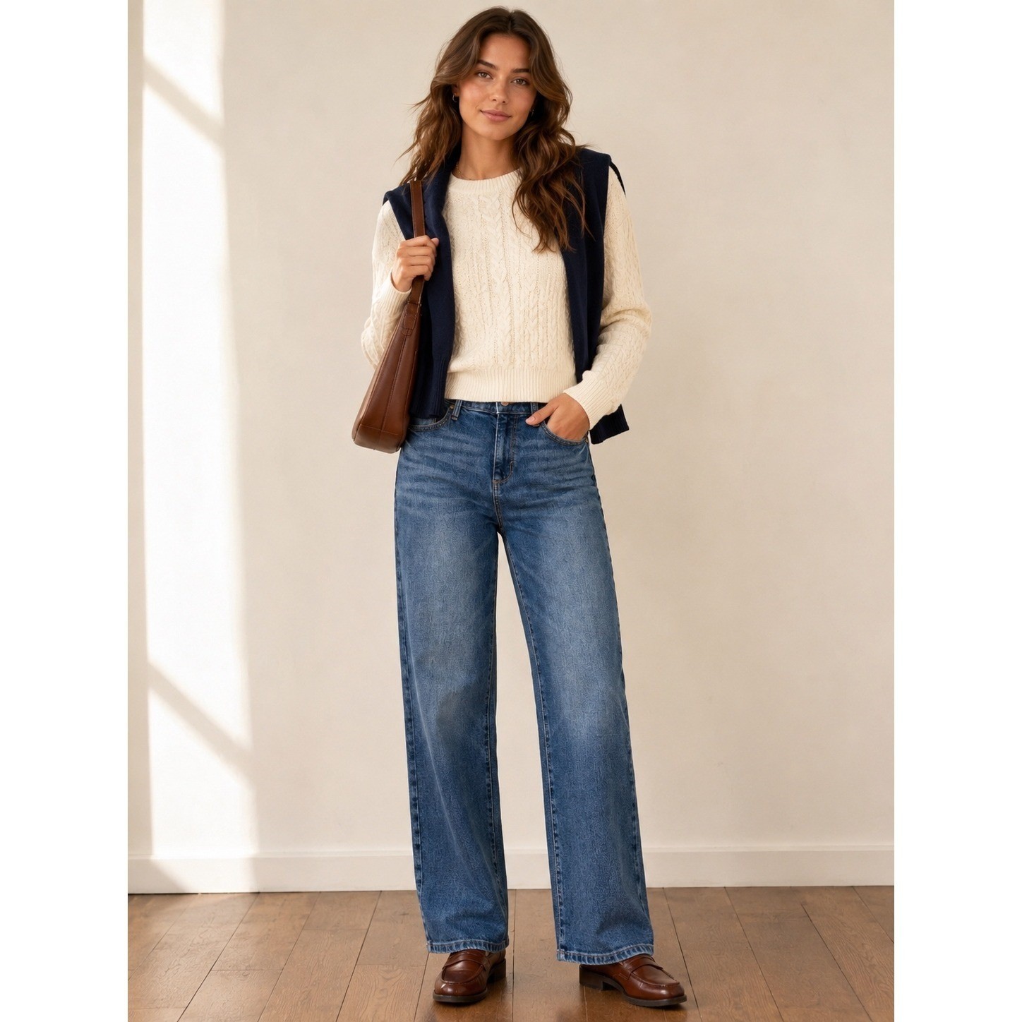 Sonoma Goods For Life Womens 4P High Rise Straight Leg Blue Jeans Medium Wash