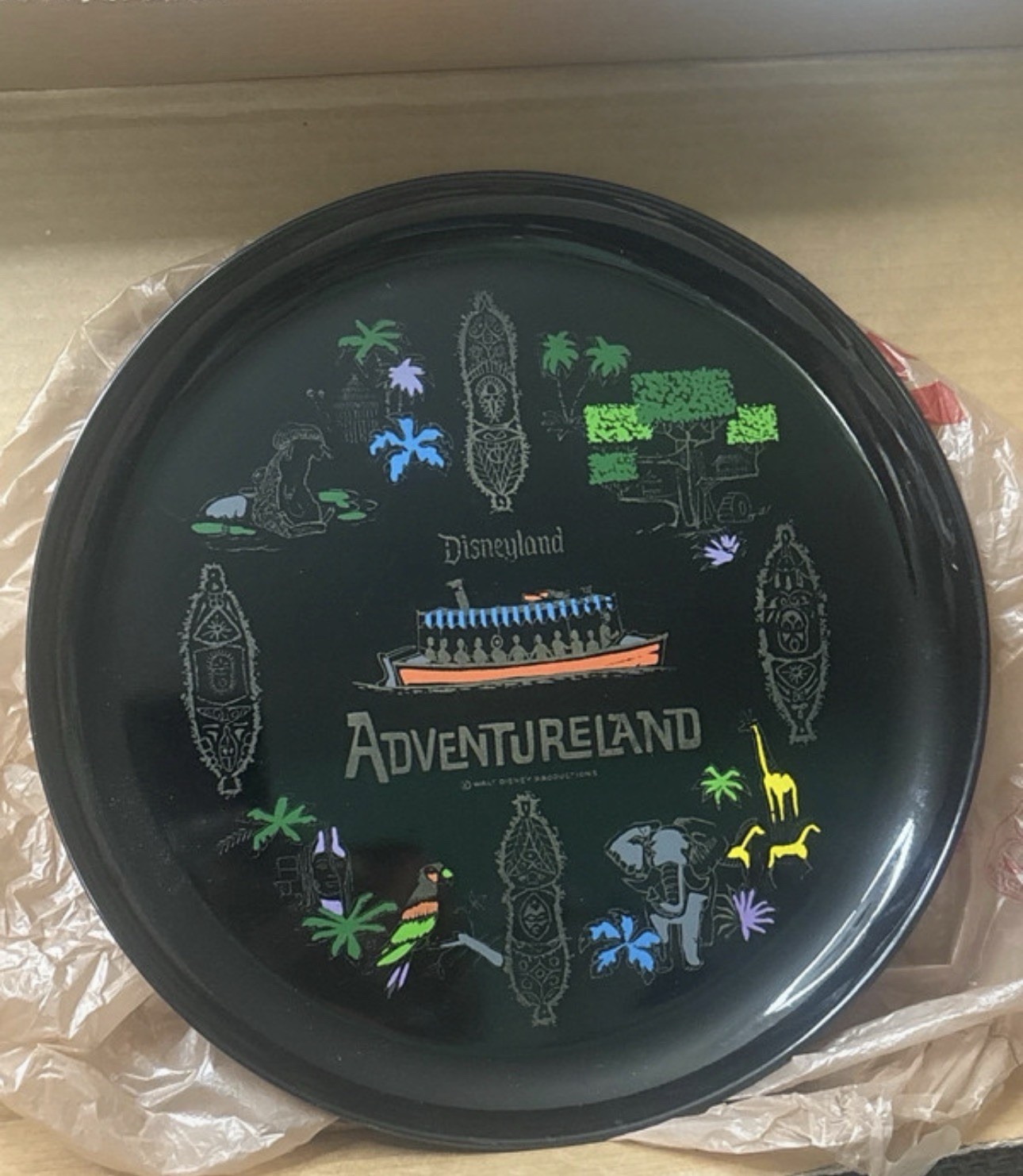 GLOSSY VTG 80\'s Disneyland Plastic Serving Tray Adventureland Japan GLOSSY VTG 80\'s Disneyland Plastic Serving Tray Adventureland Japan