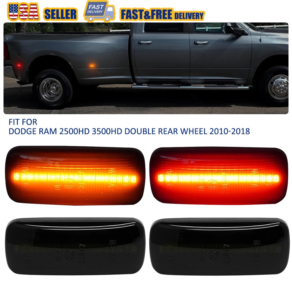 For 10-18 Dodge RAM 2500HD 3500HD Truck 4x LED Dually Fender Side Marker Lights