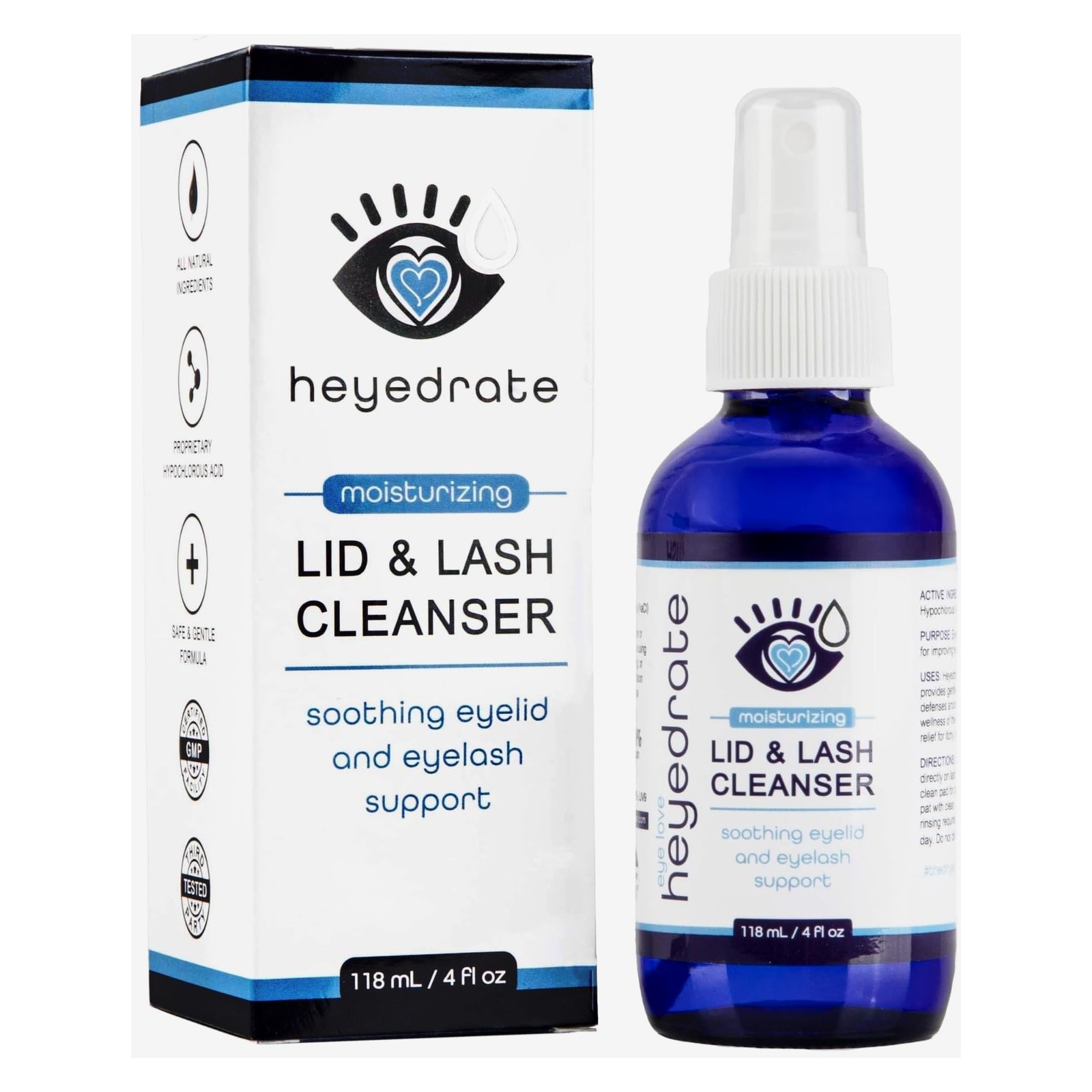 Eye Love Lid and Lash Cleanser 4oz Hypochlorous Acid Spray for Dry Eyes
