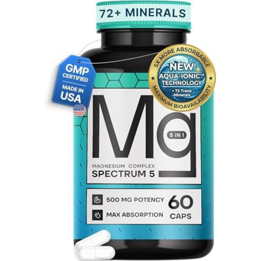 Spectrum 5 Magnesium Complex 500mg 5-in-1 Glycinate Citrate Malate 72 Minerals Spectrum 5 Magnesium Complex 500mg 5-in-1 Glycinate Citrate Malate 72 Minerals